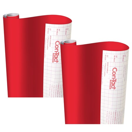 Con-Tact Brand Creative Covering Adhesive Covering, Red, 18'' x 16 ft., 2PK 16F-C9AH32-06